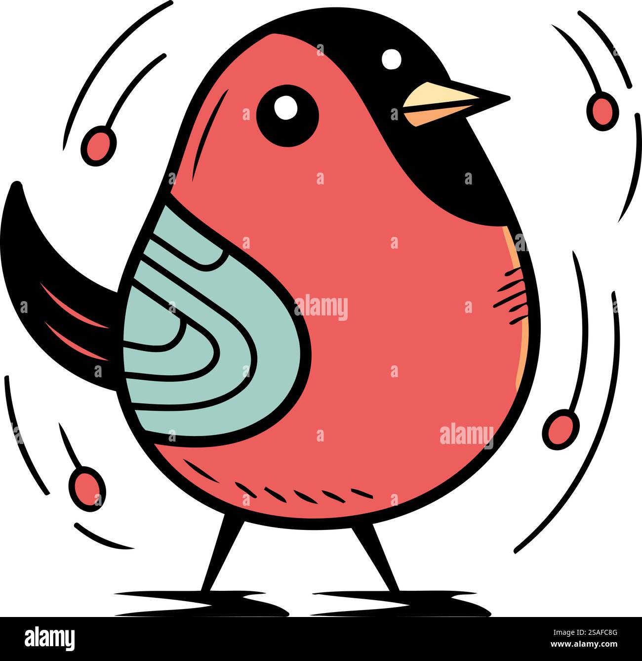 Illustration de dessin animé d'un bullfinch mignon. Clip art vectoriel Illustration de Vecteur