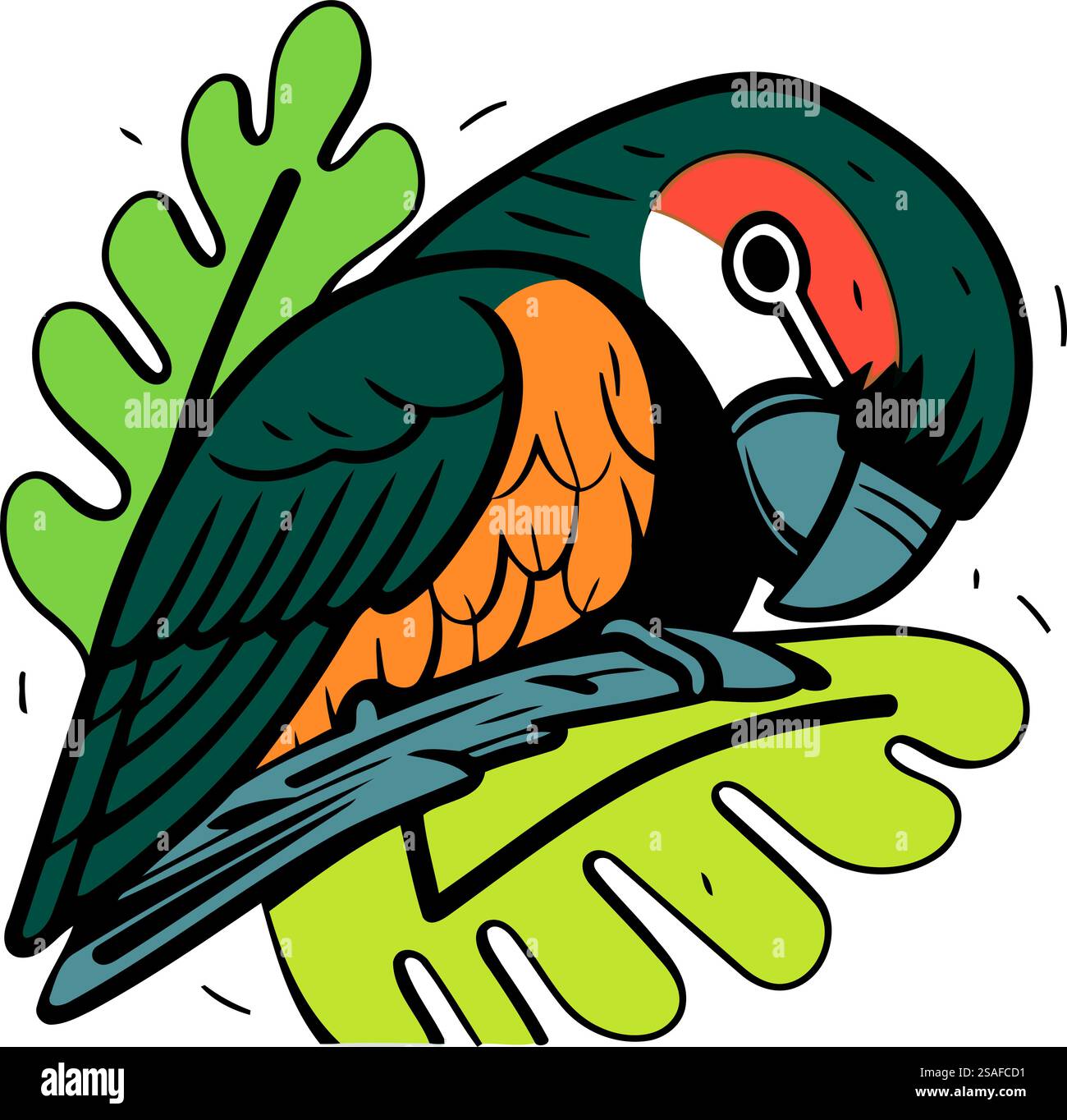 Perroquet tropical sur une branche. Illustration vectorielle pour votre conception Illustration de Vecteur