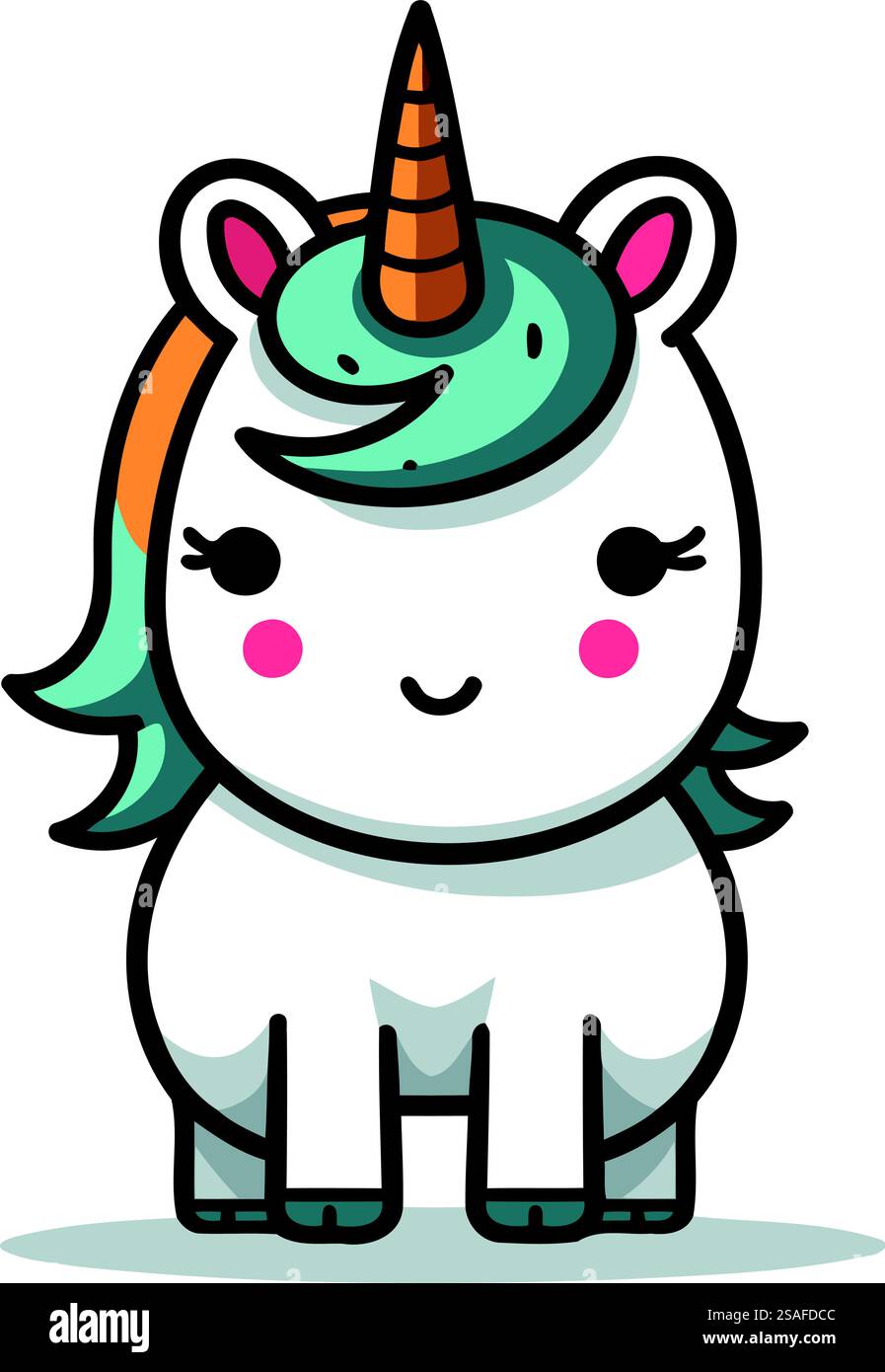 Mignon Unicorn Cartoon Character Mascot Design Vector Illustration. Illustration de Vecteur