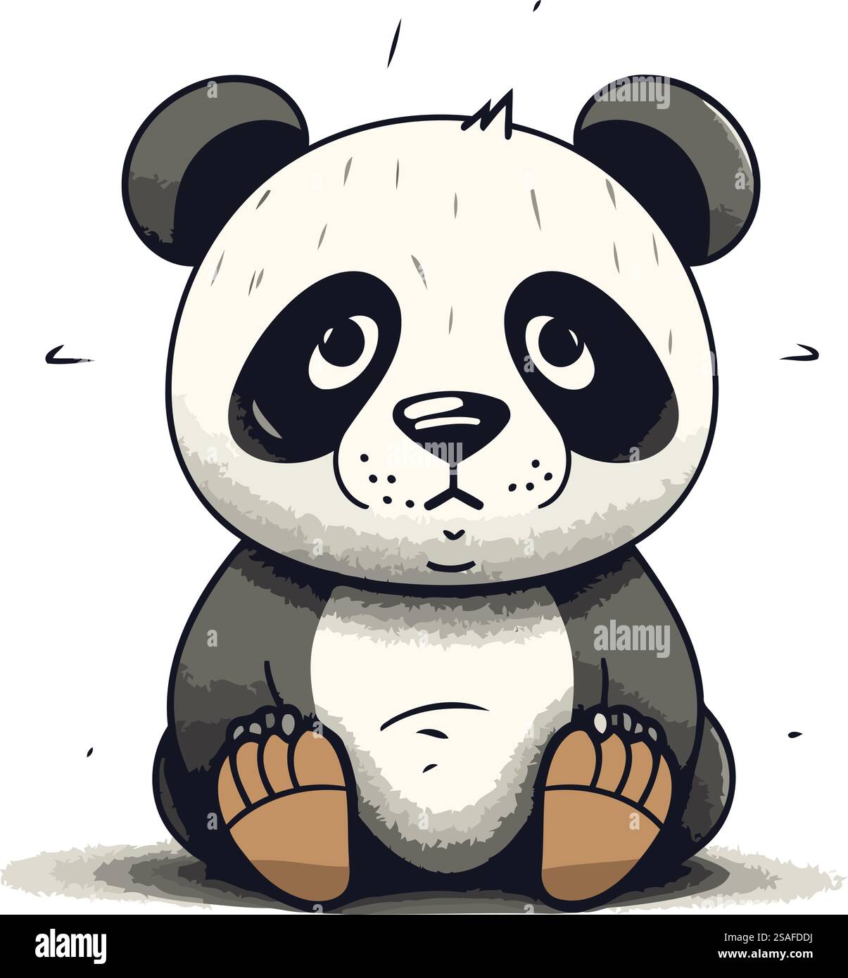 Mignon panda de dessin animé assis sur le sol. Illustration vectorielle. Illustration de Vecteur