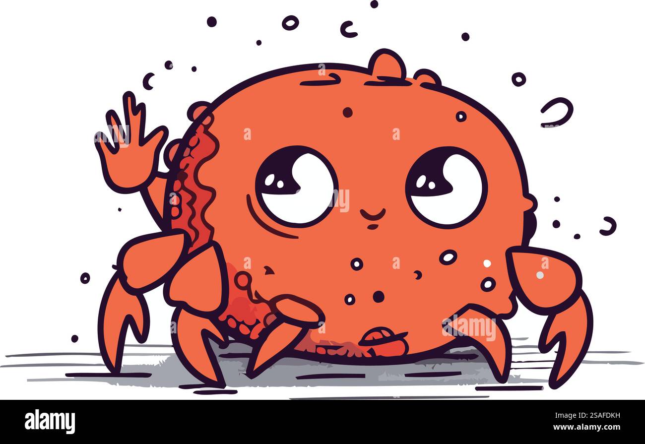Mignon crabe tiré à la main. Illustration vectorielle dans le style doodle. Illustration de Vecteur