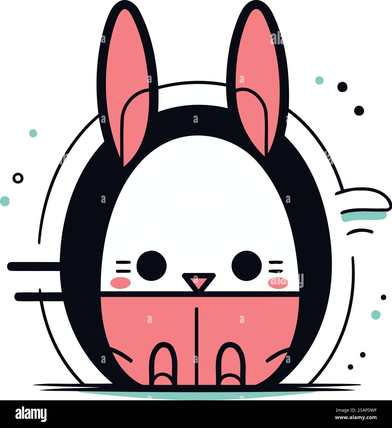 Mignon personnage de dessin animé lapin dans le style de ligne plate. Illustration vectorielle. Illustration de Vecteur