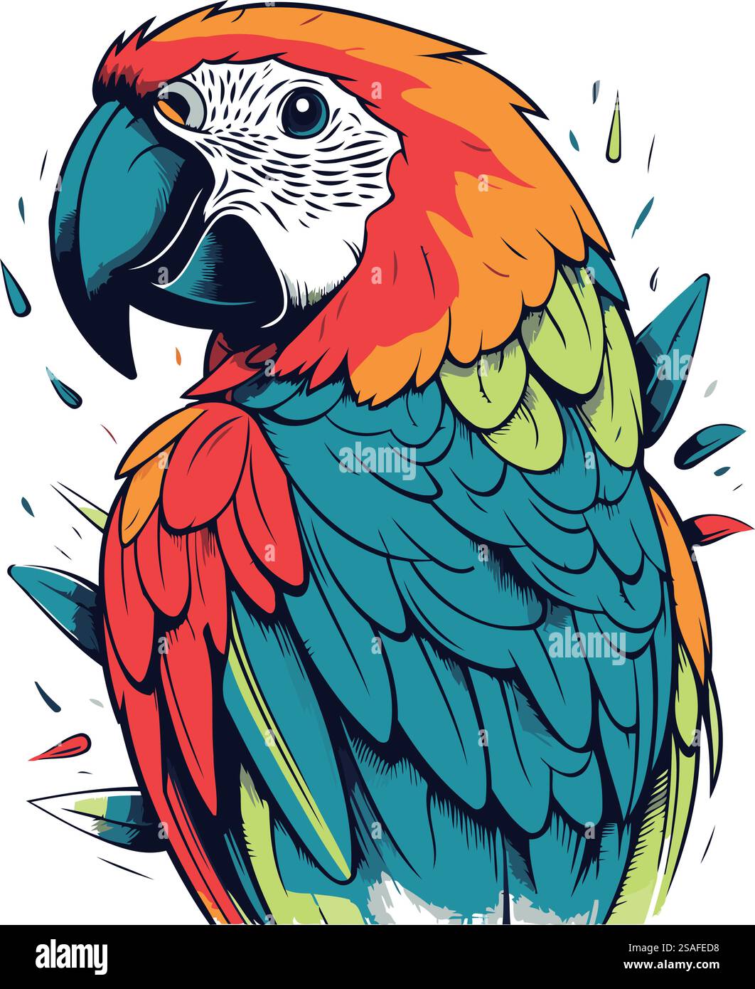 Perroquet macaw coloré sur un fond blanc. Illustration vectorielle Illustration de Vecteur