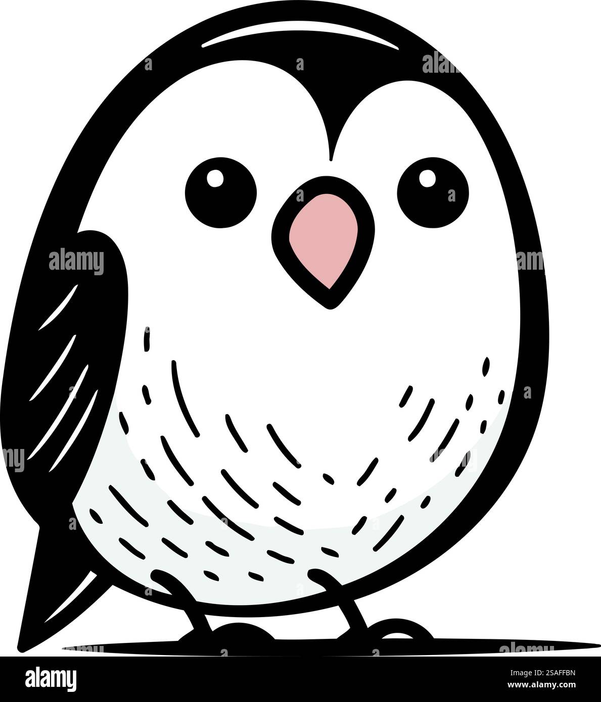 Mignon bande dessinée noir et blanc hibou isolé sur fond blanc. Illustration vectorielle. Illustration de Vecteur