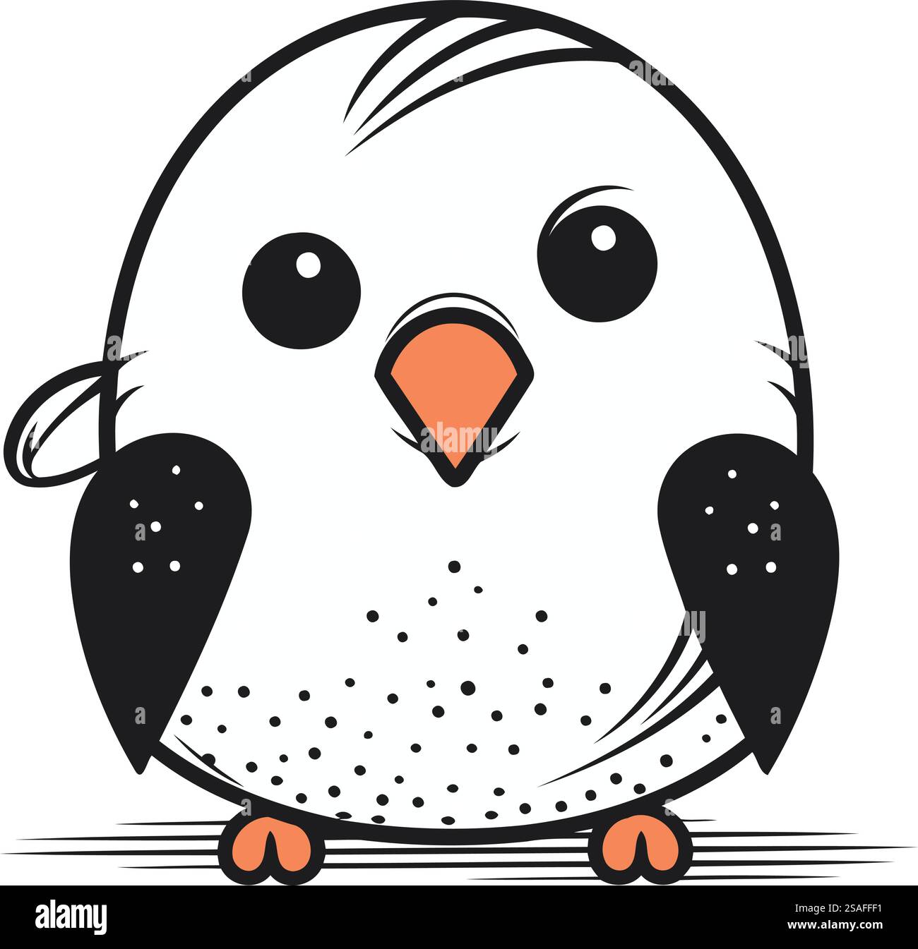 Illustration vectorielle d'un chouette de dessin animé mignon avec un grand bec. Illustration de Vecteur