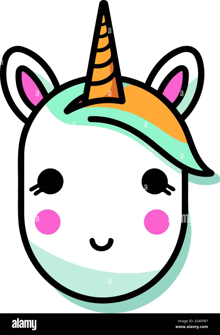 mignon tête de licorne kawaii conception d'illustartion vecteur de personnage Illustration de Vecteur