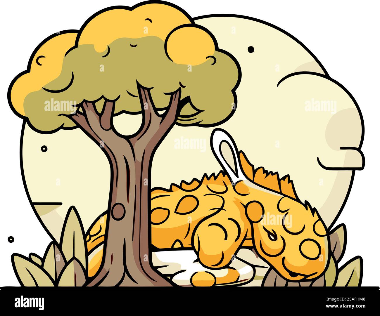 Dinosaure. Illustration vectorielle d'un dinosaure de dessin animé dans un arbre. Illustration de Vecteur Dinosaure. Illustration vectorielle d'un dinosaure de dessin animé dans un arbre. Illustration de Vecteur