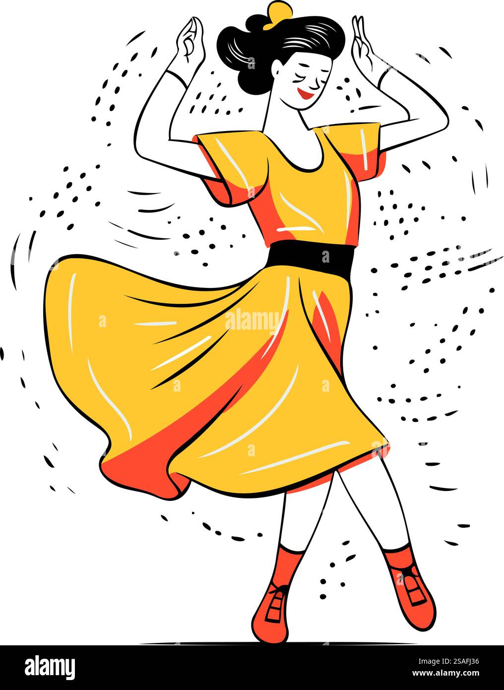 Danseuse de flamenco dans une robe jaune. Illustration vectorielle. Illustration de Vecteur
