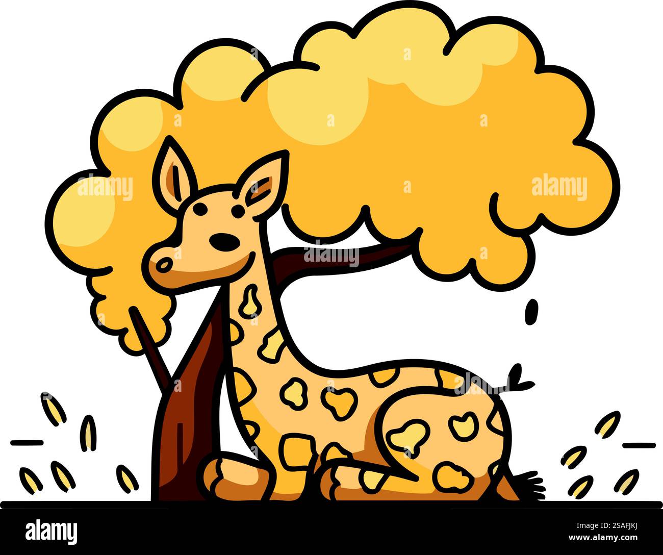 Jolie girafe assise sur un arbre. Illustration vectorielle dans le style de bande dessinée. Illustration de Vecteur Jolie girafe assise sur un arbre. Illustration vectorielle dans le style de bande dessinée. Illustration de Vecteur