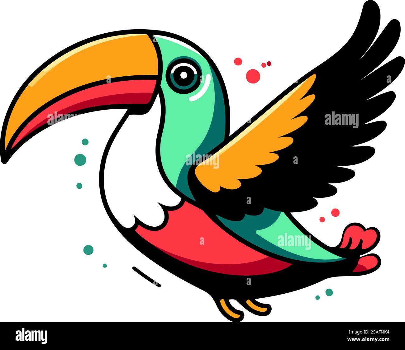 Mignon oiseau toucan de dessin animé. Illustration vectorielle isolée sur fond blanc. Illustration de Vecteur