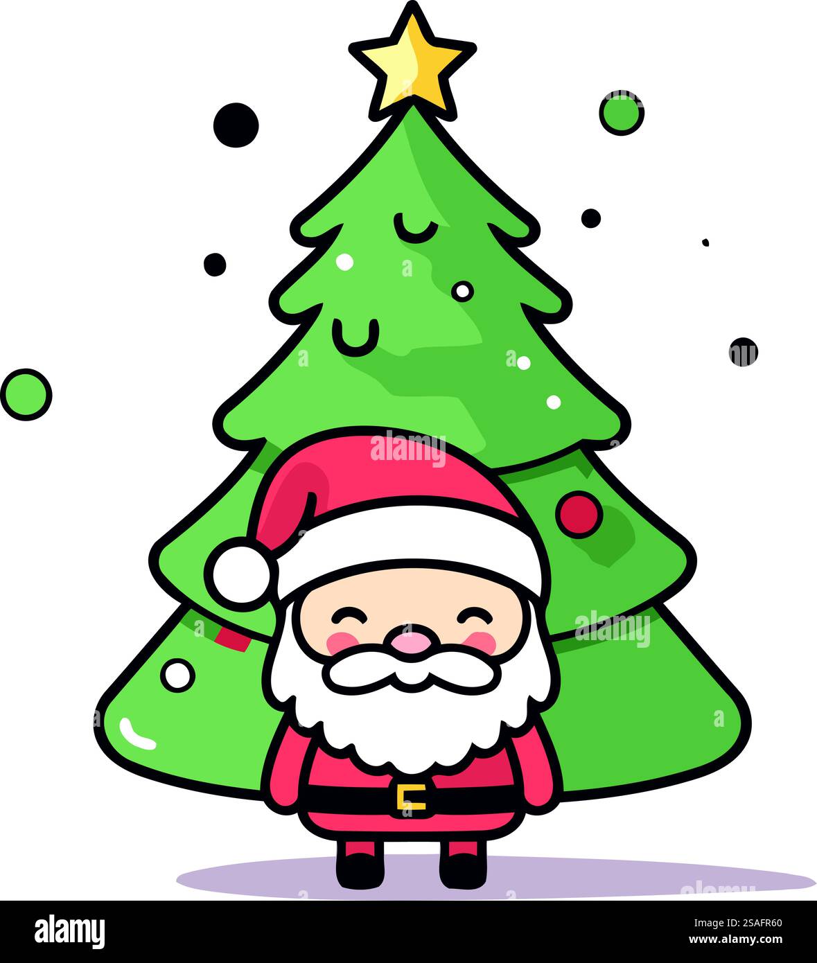 Père Noël et arbre de Noël. Illustration vectorielle dans un style plat. Illustration de Vecteur Père Noël et arbre de Noël. Illustration vectorielle dans un style plat. Illustration de Vecteur
