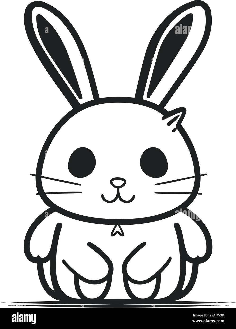 Lapin de Pâques. Personnage de dessin animé mignon. Illustration vectorielle en noir et blanc. Illustration de Vecteur