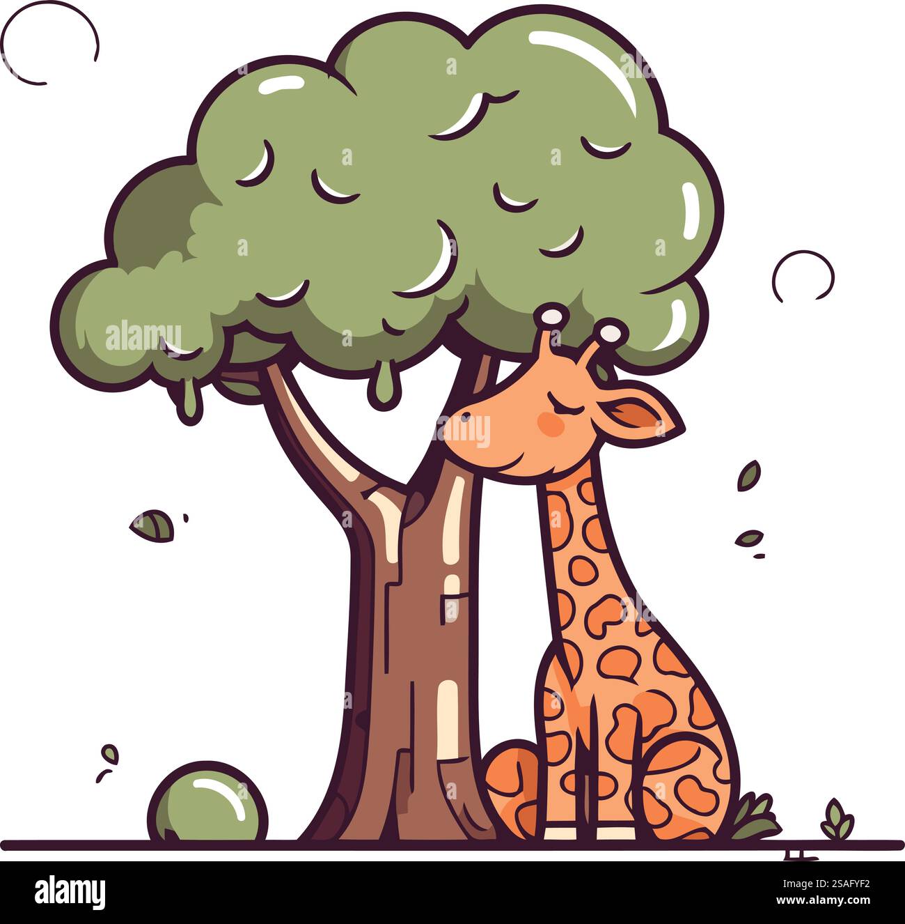 Girafe de dessin animé et arbre. Illustration vectorielle dans un style plat. Illustration de Vecteur Girafe de dessin animé et arbre. Illustration vectorielle dans un style plat. Illustration de Vecteur