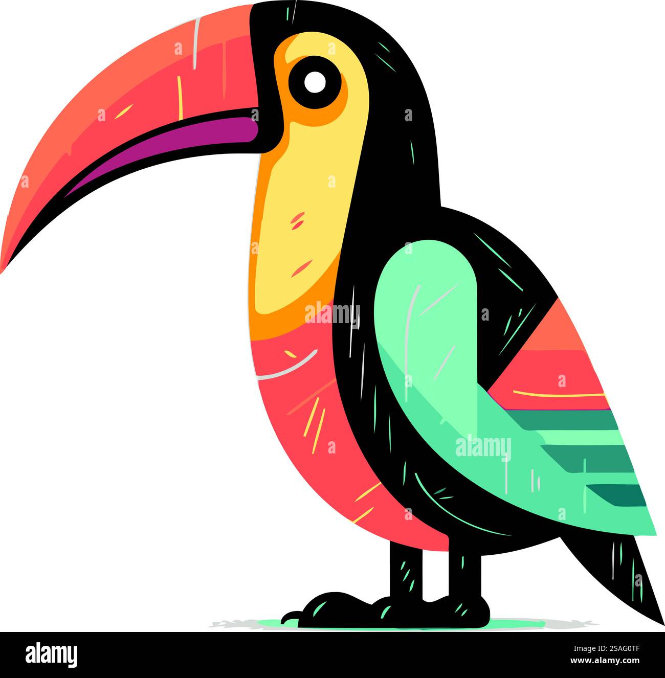 Oiseau toucan. Illustration vectorielle colorée dans le style de bande dessinée. Illustration de Vecteur