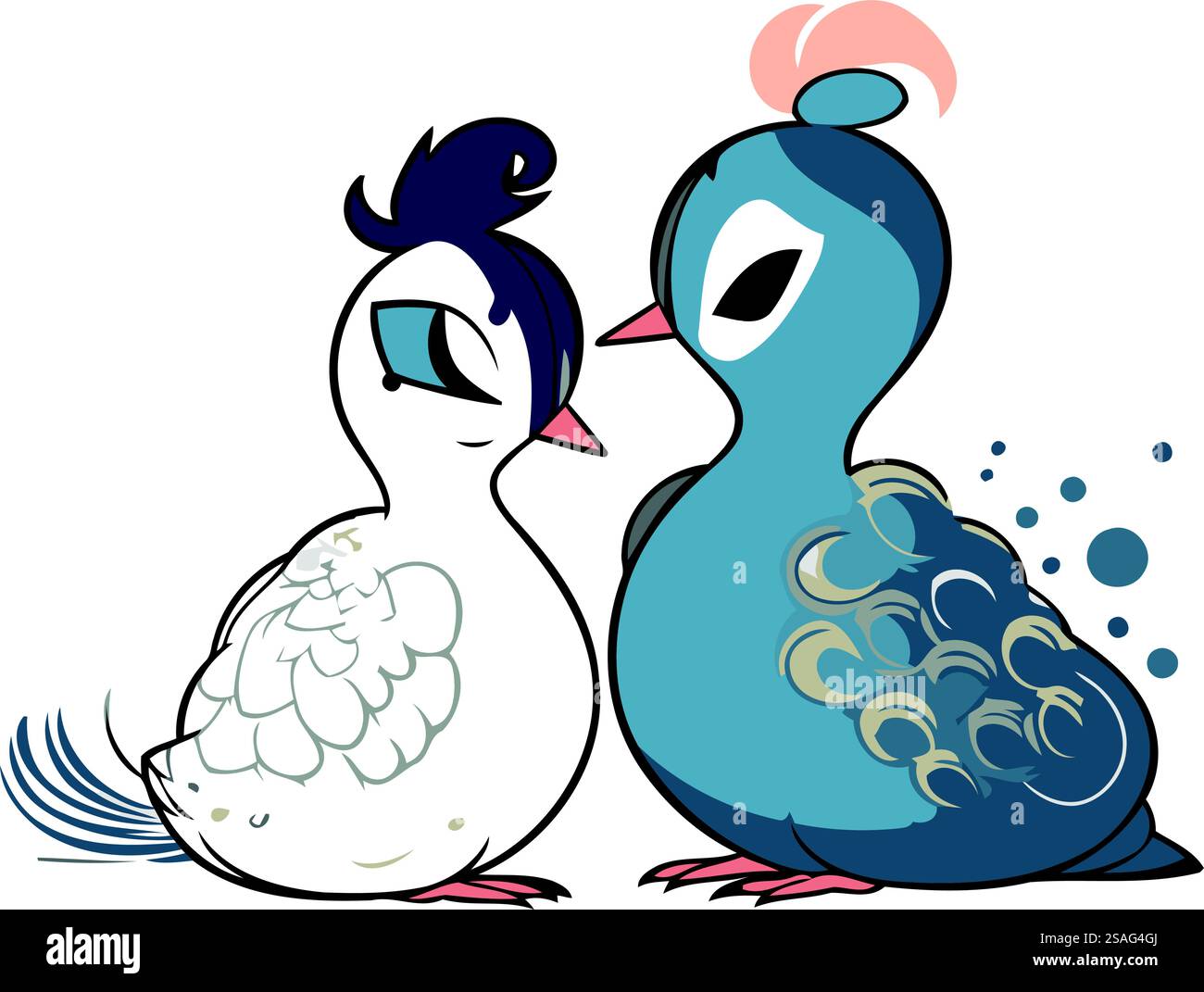 Mignon couple de pigeons sur fond blanc. Illustration vectorielle. Illustration de Vecteur Mignon couple de pigeons sur fond blanc. Illustration vectorielle. Illustration de Vecteur