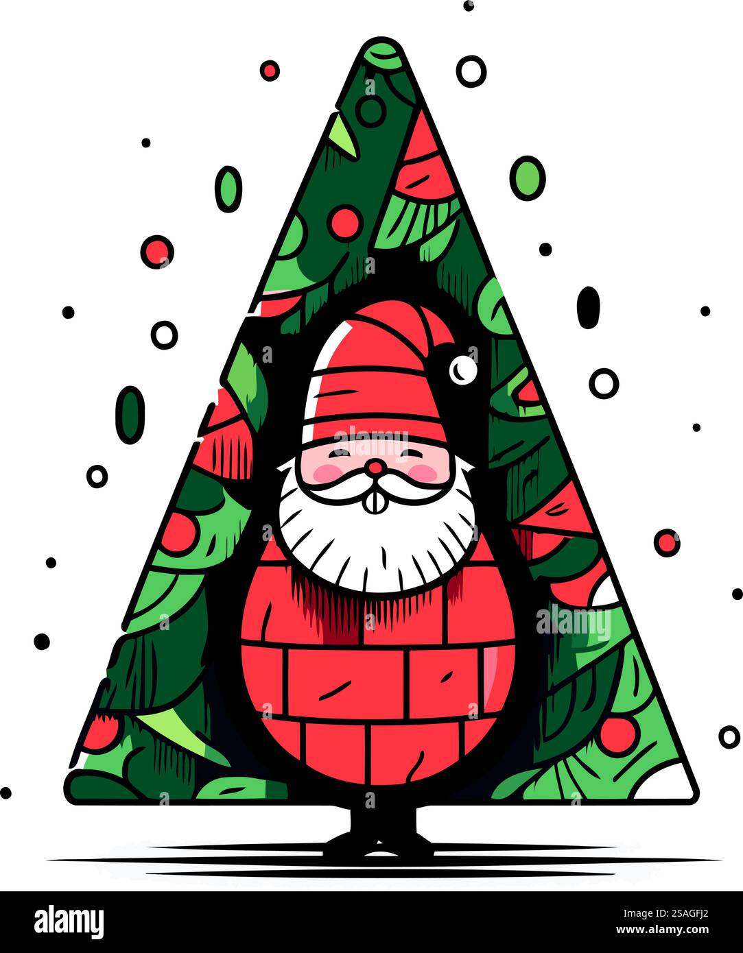 Père Noël dans un sapin de Noël. Illustration vectorielle sur fond blanc. Illustration de Vecteur Père Noël dans un sapin de Noël. Illustration vectorielle sur fond blanc. Illustration de Vecteur