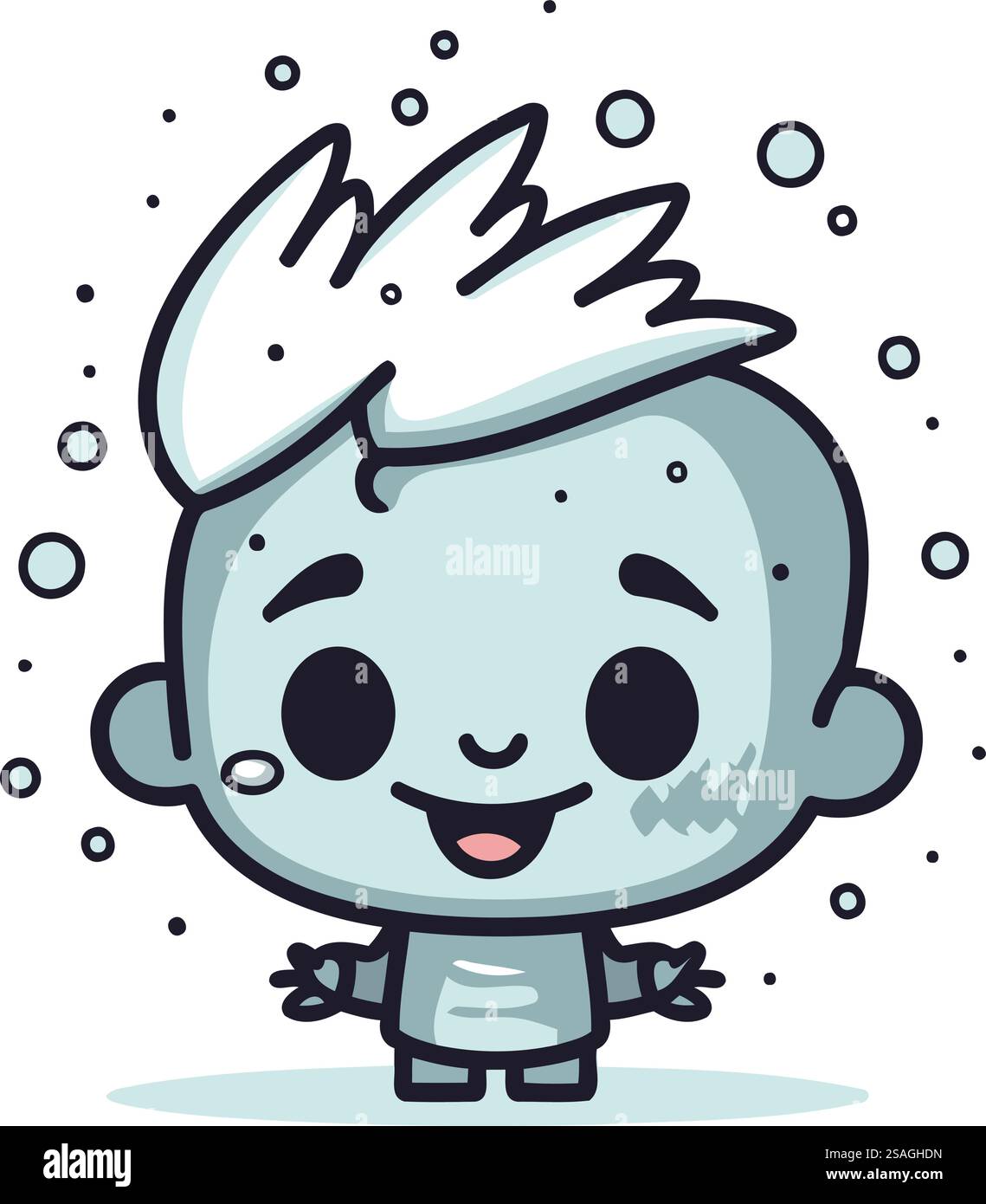 Mignon bébé garçon souriant et jouant avec des bulles. Illustration vectorielle. Illustration de Vecteur