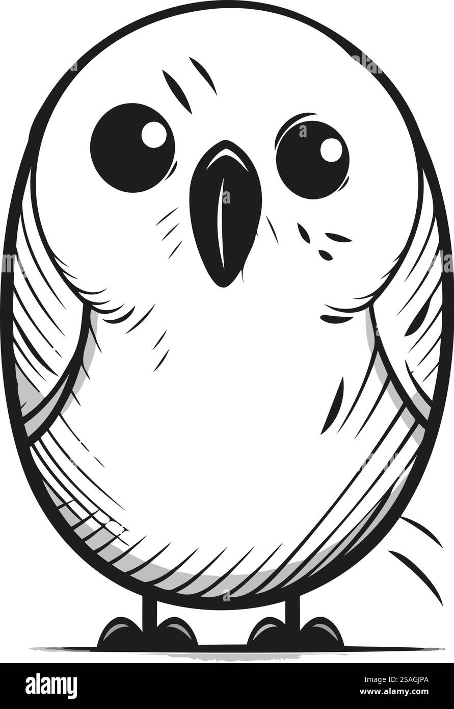Chouette mignon isolé sur fond blanc. Illustration vectorielle dans le style d'esquisse. Illustration de Vecteur