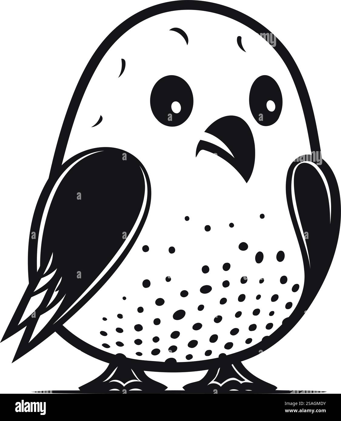 Illustration vectorielle en noir et blanc d'un chouette de dessin animé mignon isolé sur un fond blanc Illustration de Vecteur