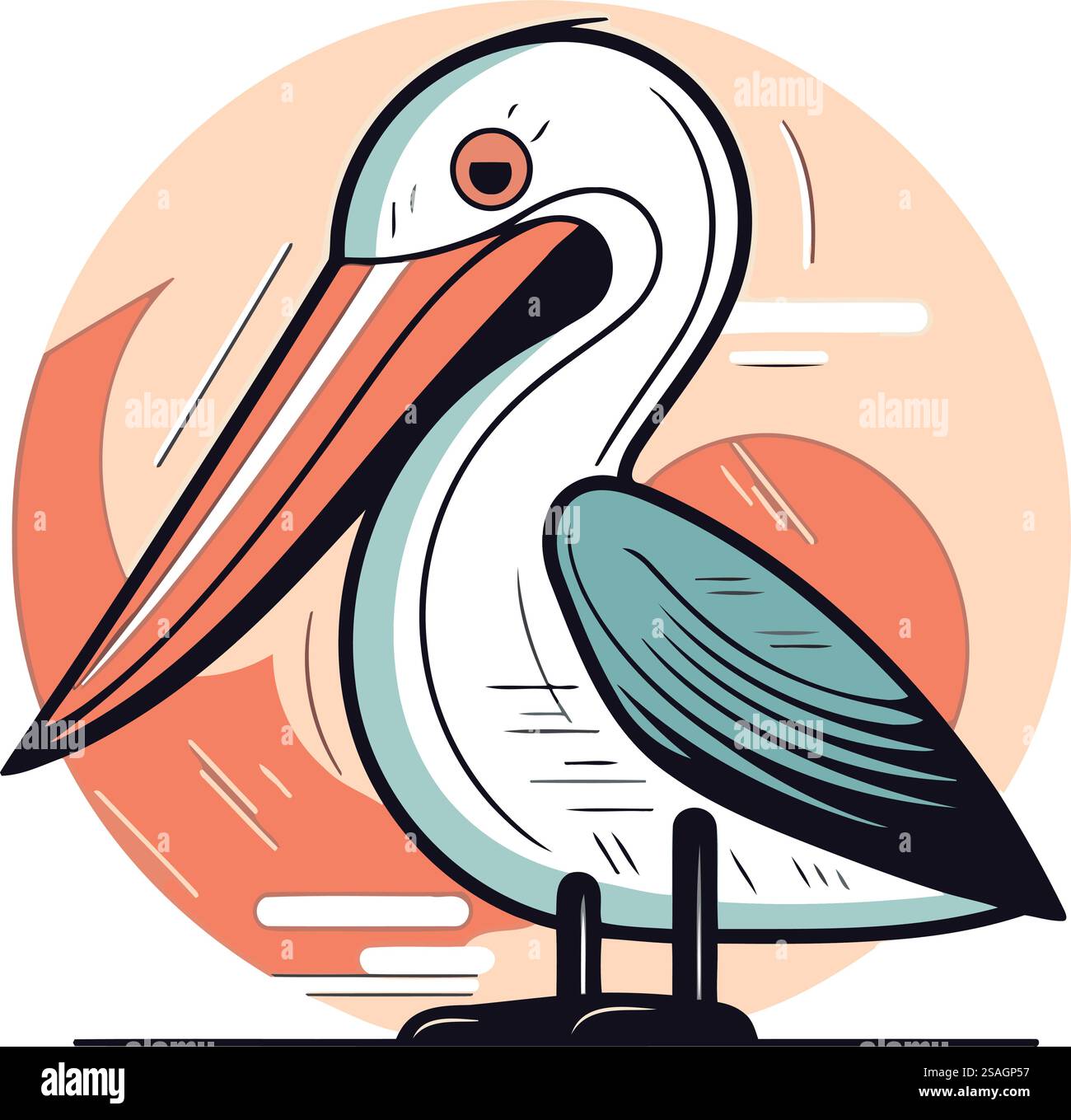 Illustration vectorielle de pélican. Design plat pour le Web et l'impression. Illustration de Vecteur