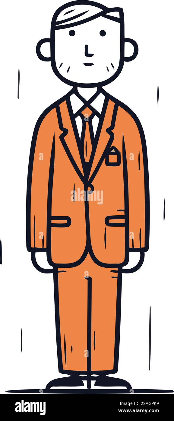 Illustration vectorielle d'un homme dans un costume orange. Personnage de dessin animé. Illustration de Vecteur