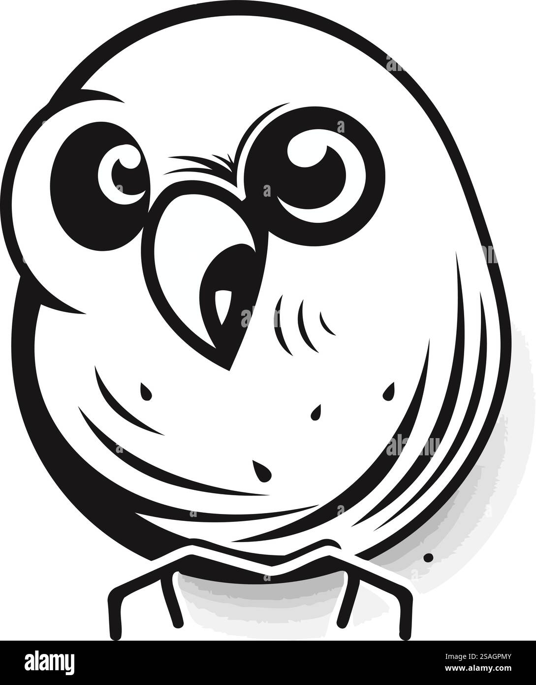 Autocollant hibou. illustration vectorielle en couleurs noir et blanc isolé sur fond blanc Illustration de Vecteur