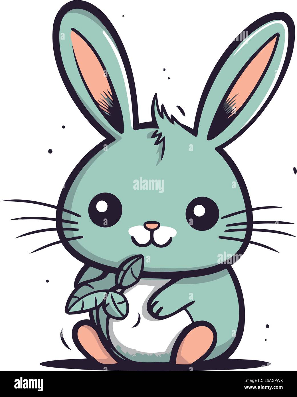 Mignon lapin de bande dessinée avec oeuf. Illustration vectorielle d'un lapin. Illustration de Vecteur