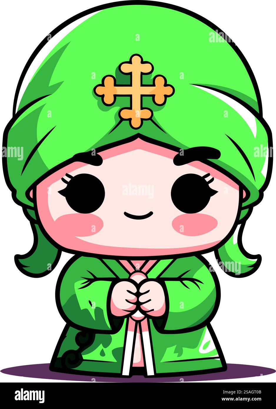 Jolie fille portant un costume d'elfe de noël. Illustration vectorielle de dessin animé. Illustration de Vecteur