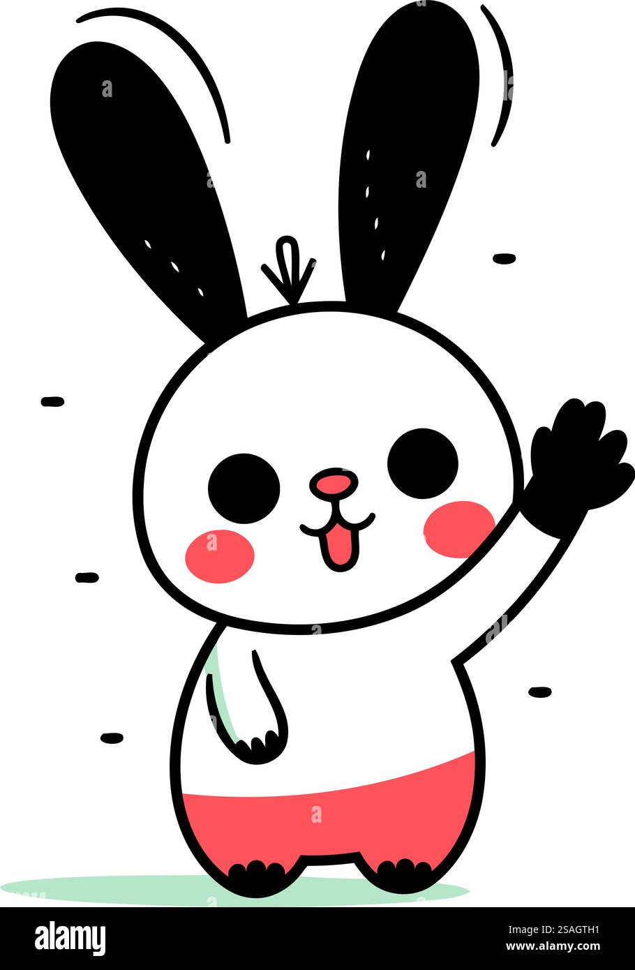 Illustration vectorielle de main de lapin mignon agitant. Animal de bande dessinée mignon. Illustration de Vecteur