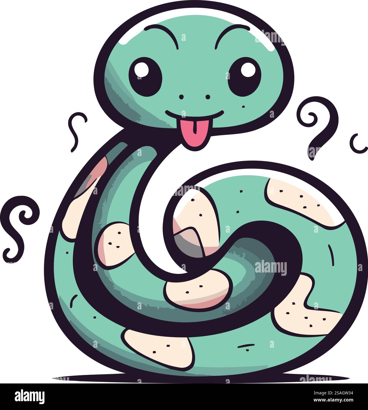 Serpent de dessin animé. Illustration vectorielle. Isolé sur fond blanc. Illustration de Vecteur