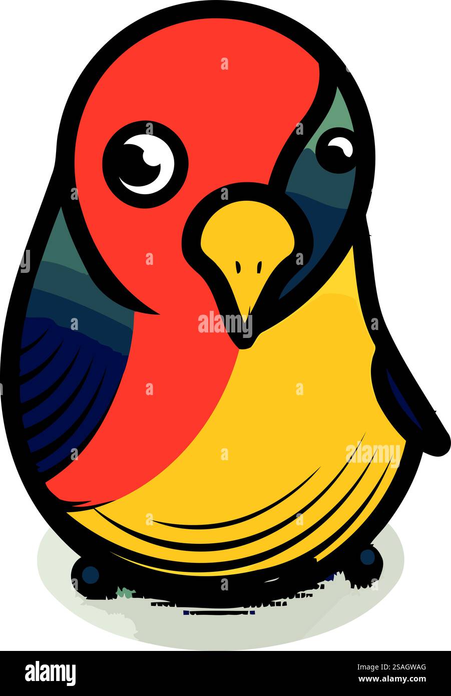 Illustration vectorielle d'un cardinal couronné rouge mignon de dessin animé. Illustration de Vecteur