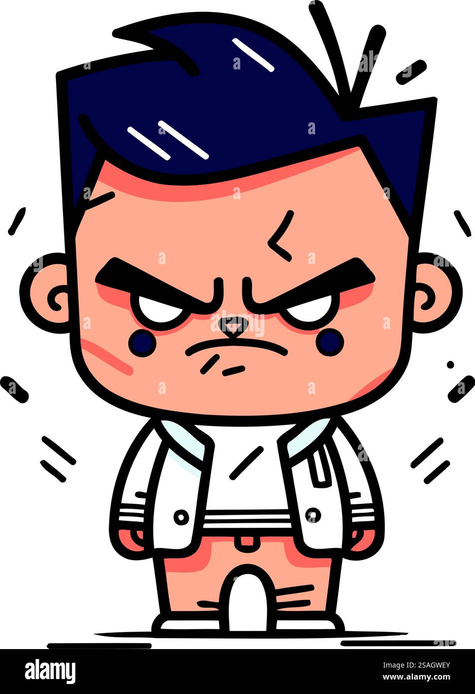 Homme de dessin animé en colère en costume. Illustration vectorielle dans le style plat. Illustration de Vecteur