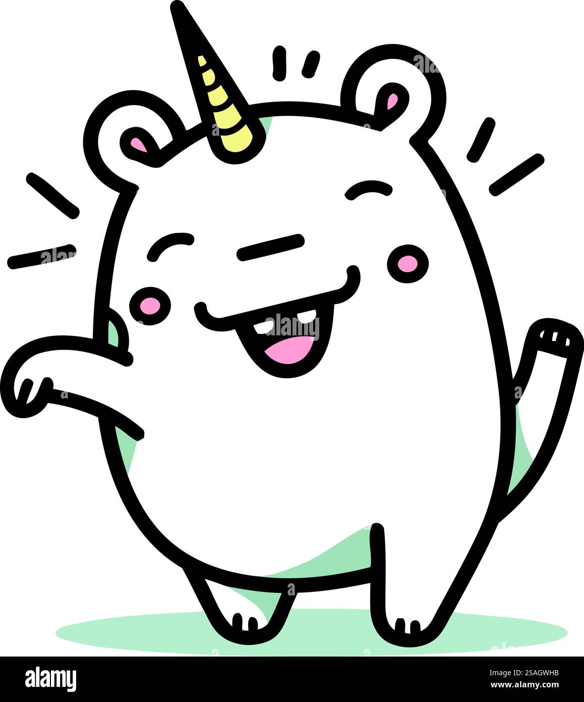 Illustration vectorielle de personnage de dessin animé licorne mignon. Isolé sur fond blanc. Illustration de Vecteur