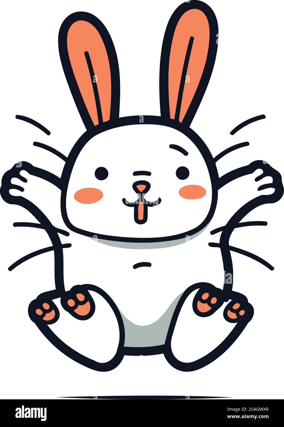 Mignon lapin de dessin animé. Illustration vectorielle. Joyeux lapin de pâques. Illustration de Vecteur