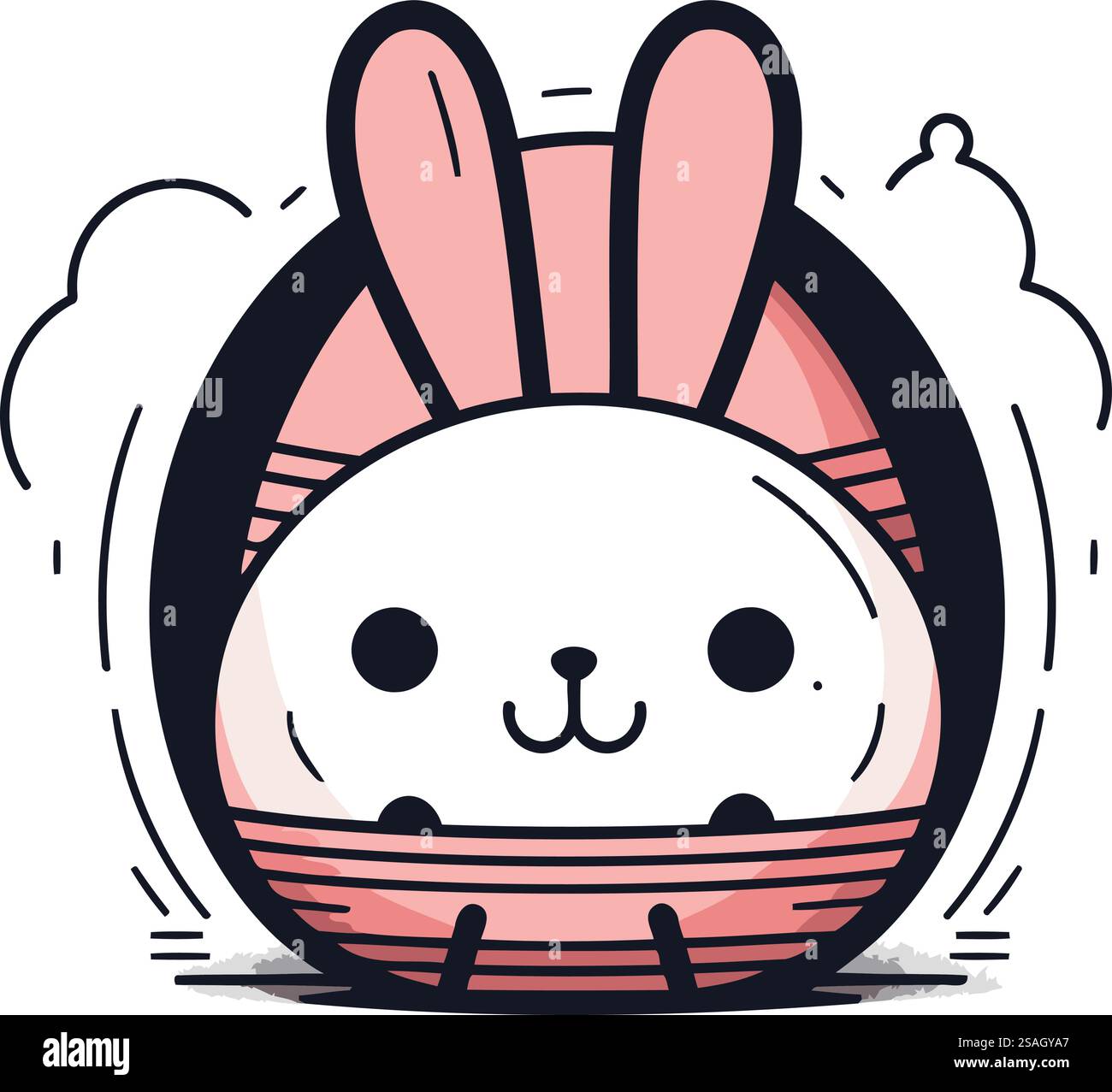 Mignon lapin de dessin animé. Illustration vectorielle d'un lapin avec des oreilles. Illustration de Vecteur