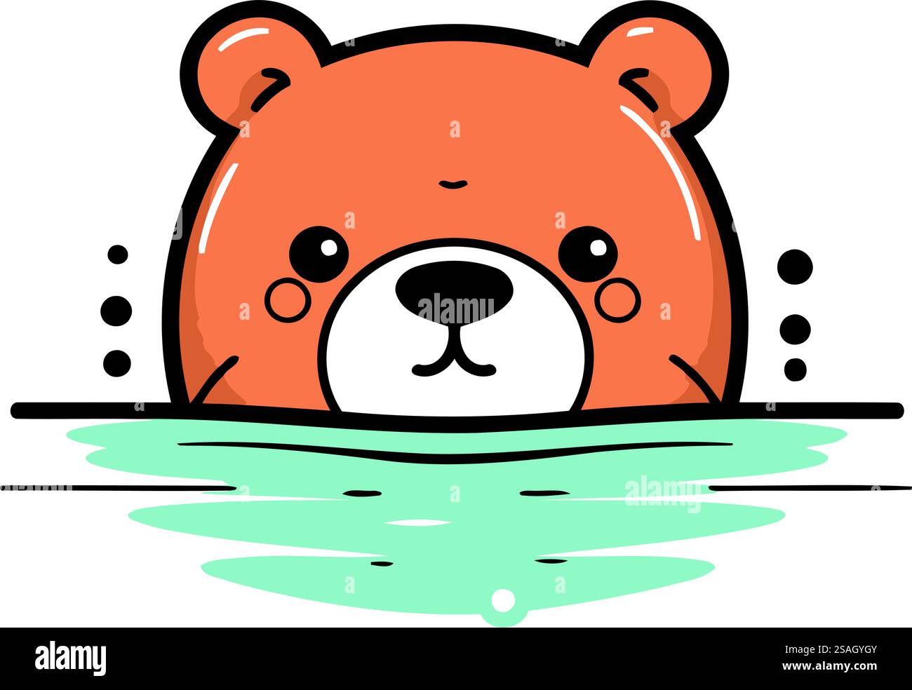 Mignon ours en peluche nageant dans l'eau. Illustration vectorielle. Illustration de Vecteur