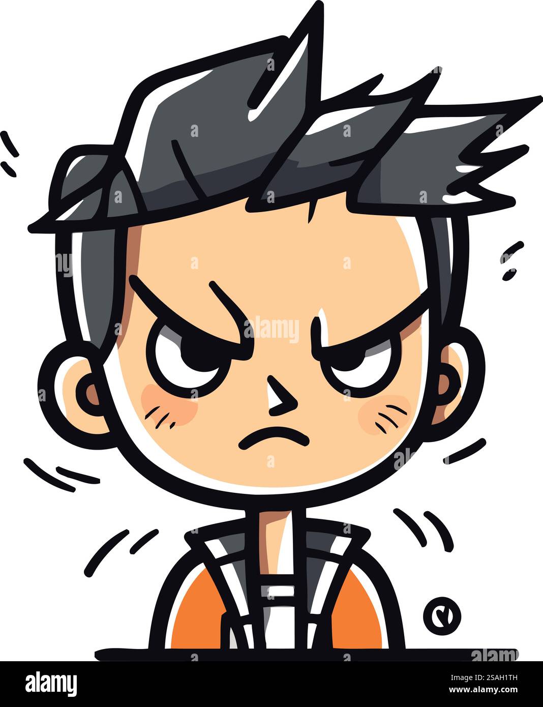 Angry Man Cartoon Vector Illustration. Autocollant. Étiquette Illustration de Vecteur