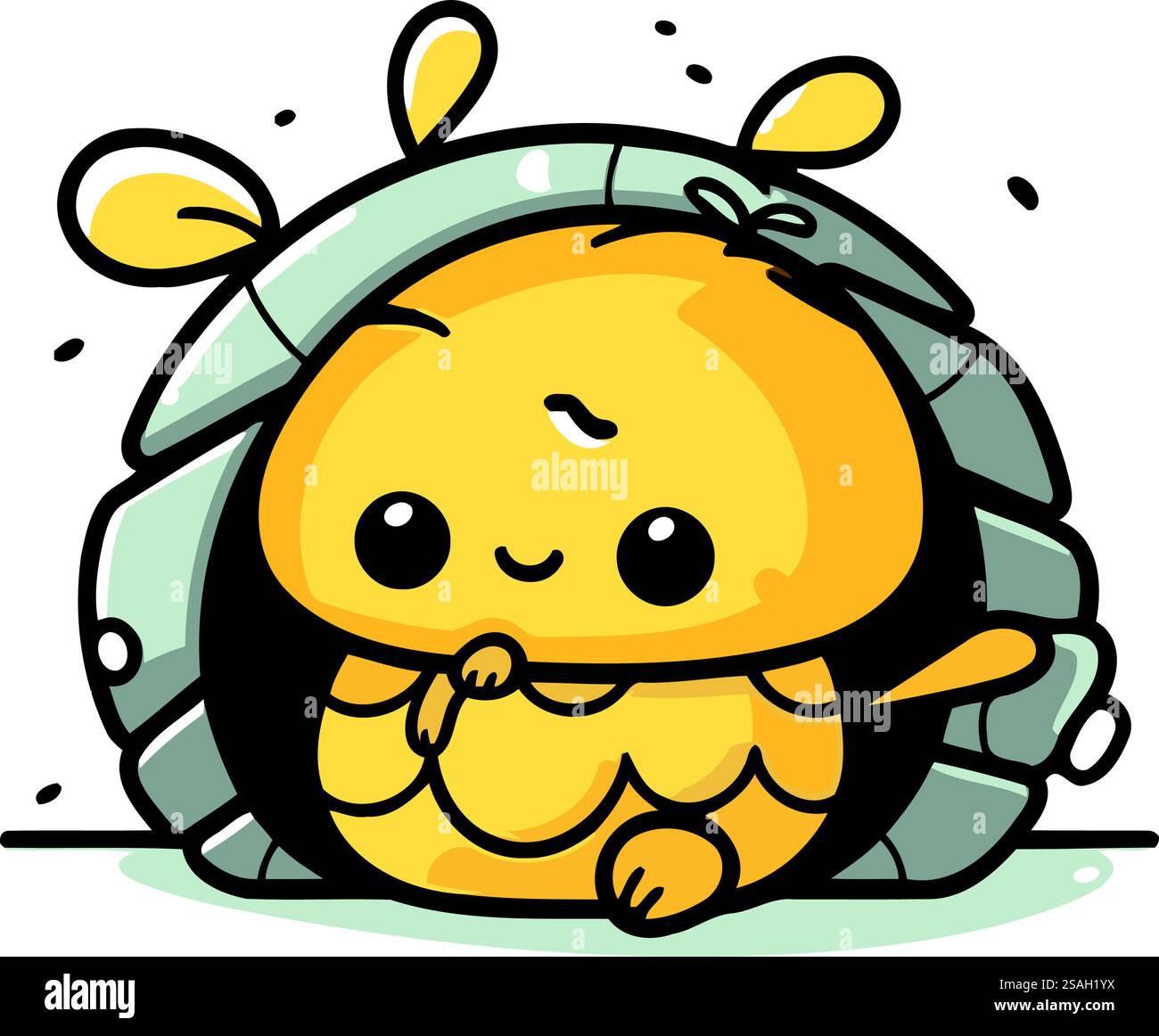 Mignon personnage de mascotte de dessin animé de tortue. Illustration vectorielle. Illustration de Vecteur