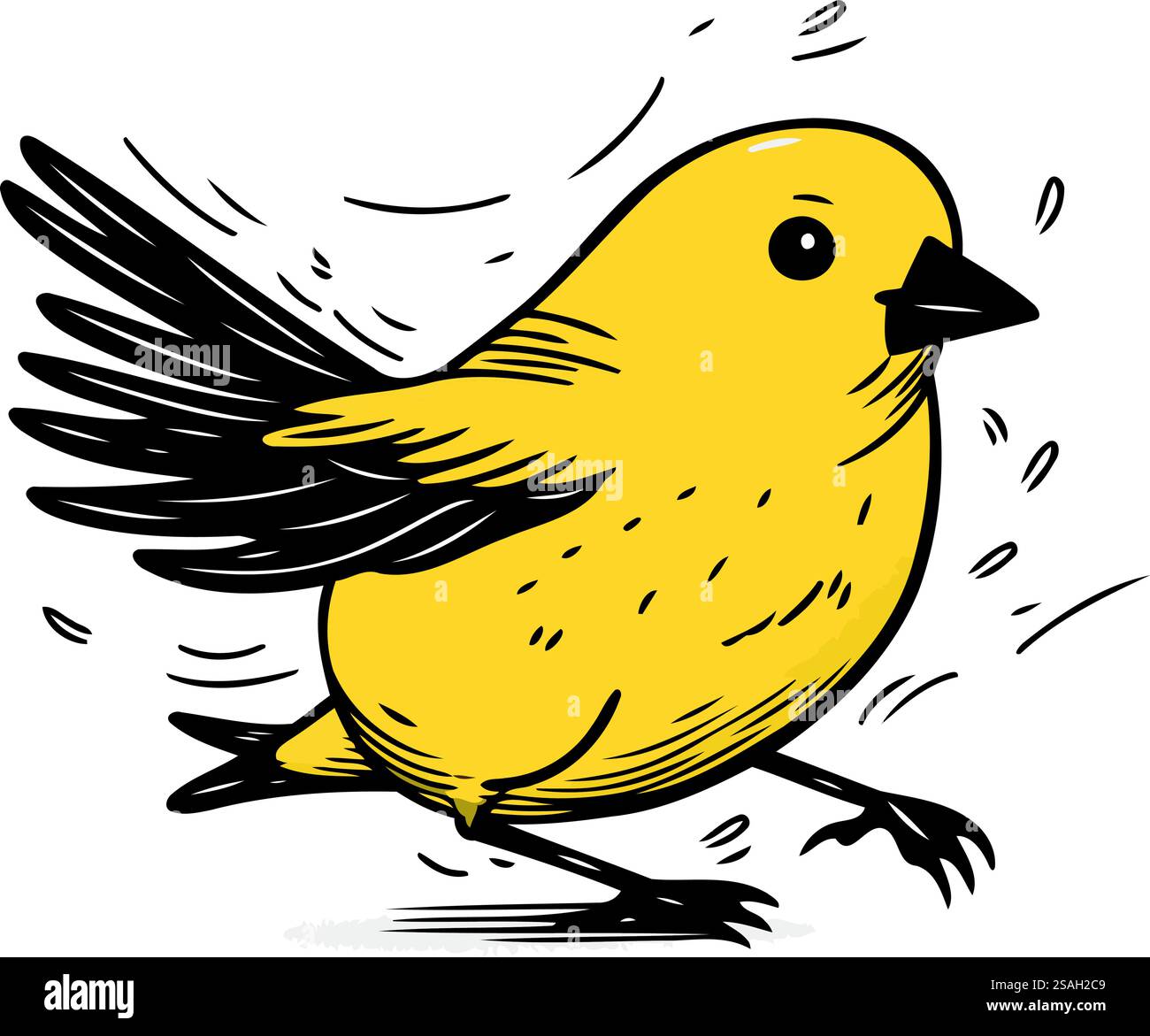 Illustration d'un oiseau jaune avec des ailes déployées. Image vectorielle. Illustration de Vecteur