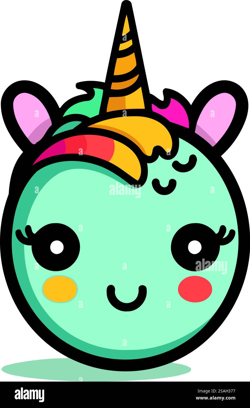 Personnage vectoriel licorne mignon. Mignon icône de licorne Kawaii. Illustration de Vecteur