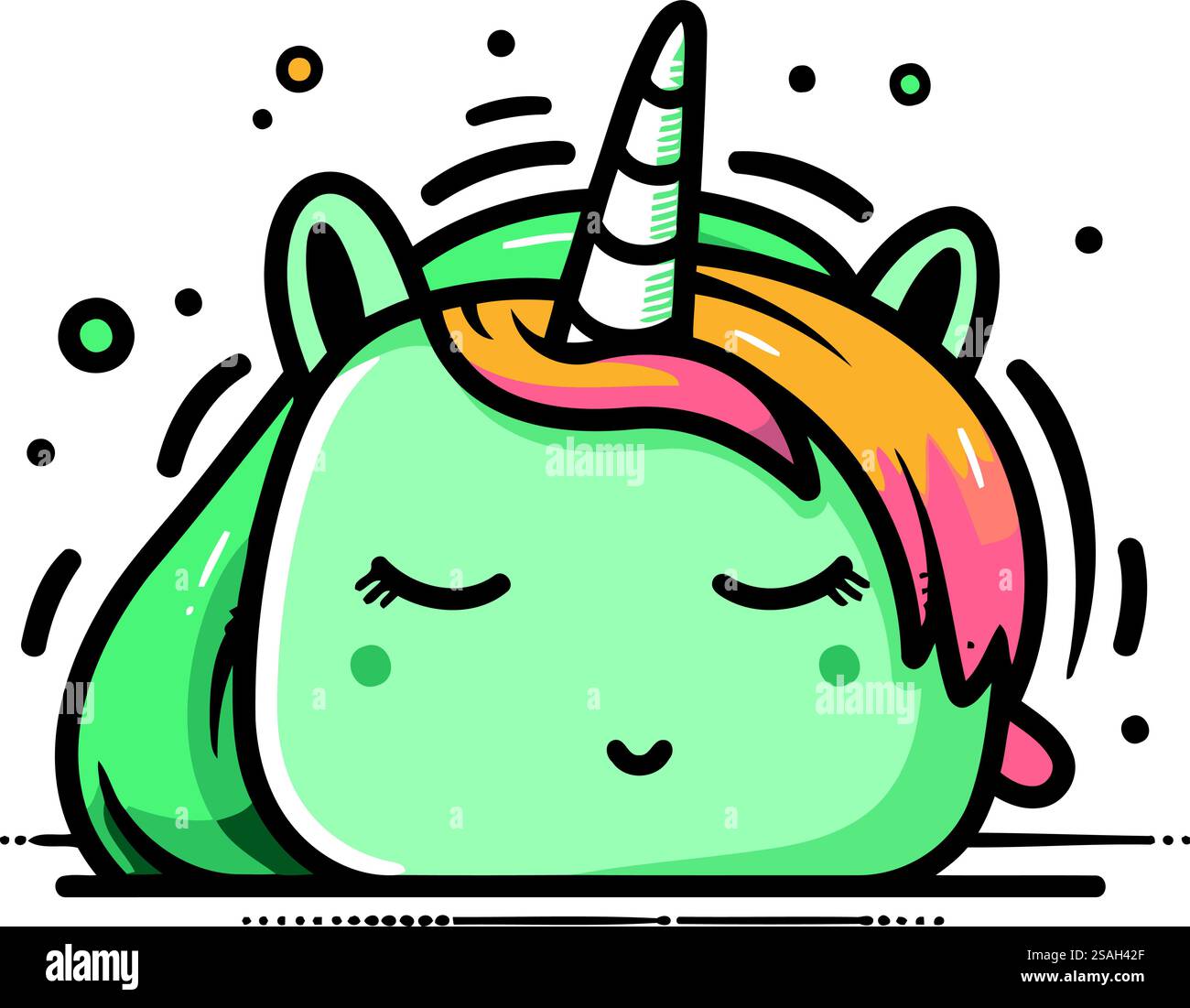 Jolie tête de licorne. Illustration vectorielle. Isolé sur fond blanc. Illustration de Vecteur