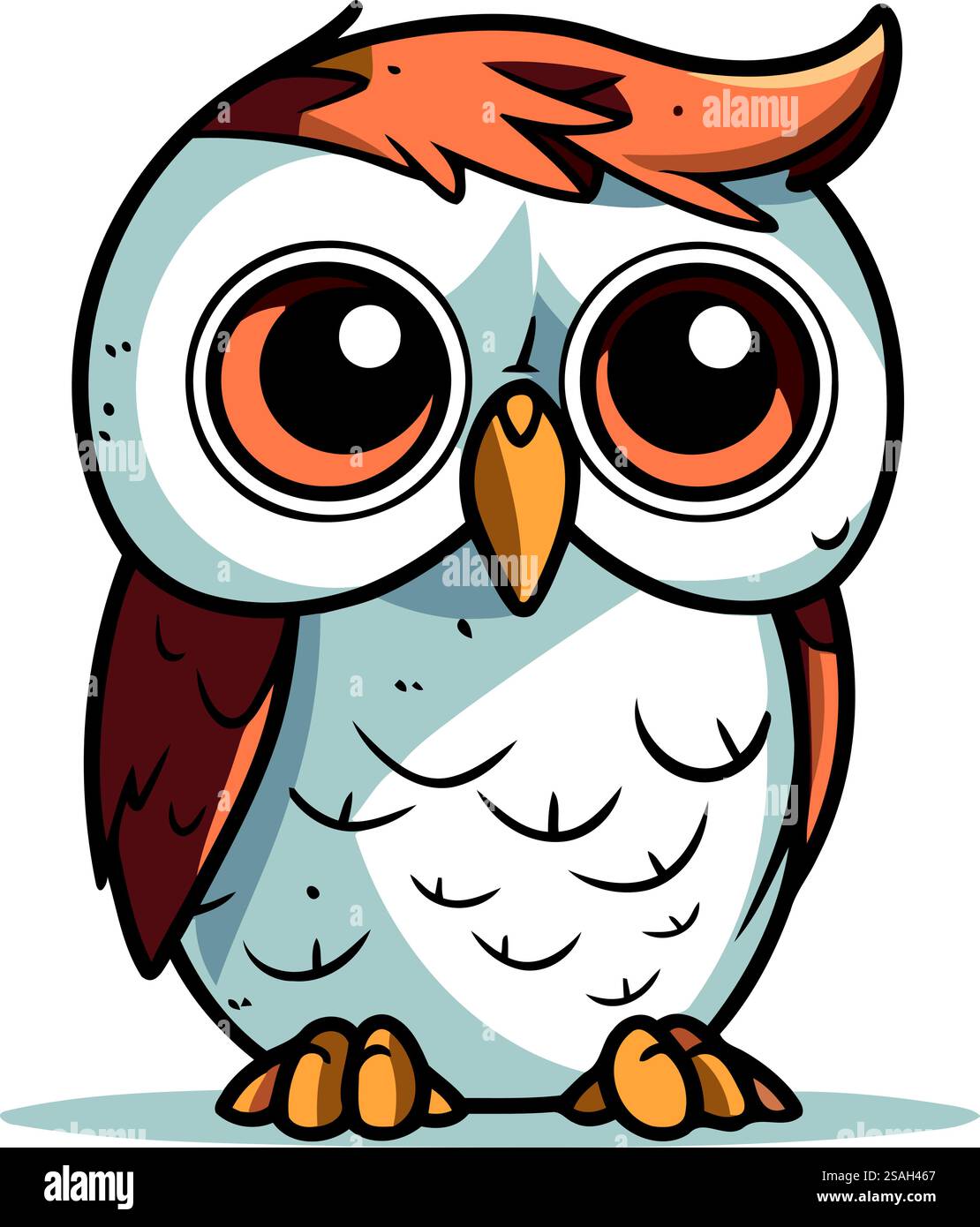 Hibou avec de grands yeux. Personnage de dessin animé mignon. Illustration vectorielle. Illustration de Vecteur