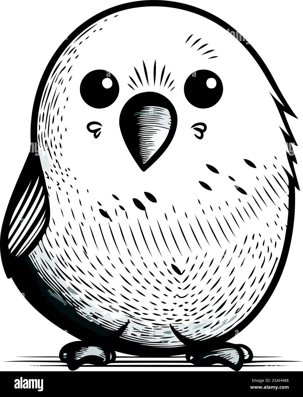 Illustration vectorielle d'un chouette noir et blanc mignon isolé sur un fond blanc Illustration de Vecteur