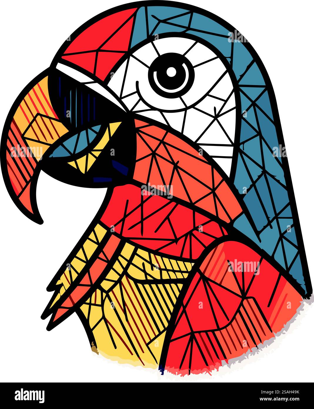 Oiseau perroquet coloré. Illustration vectorielle dessinée à la main isolée sur fond blanc. Illustration de Vecteur