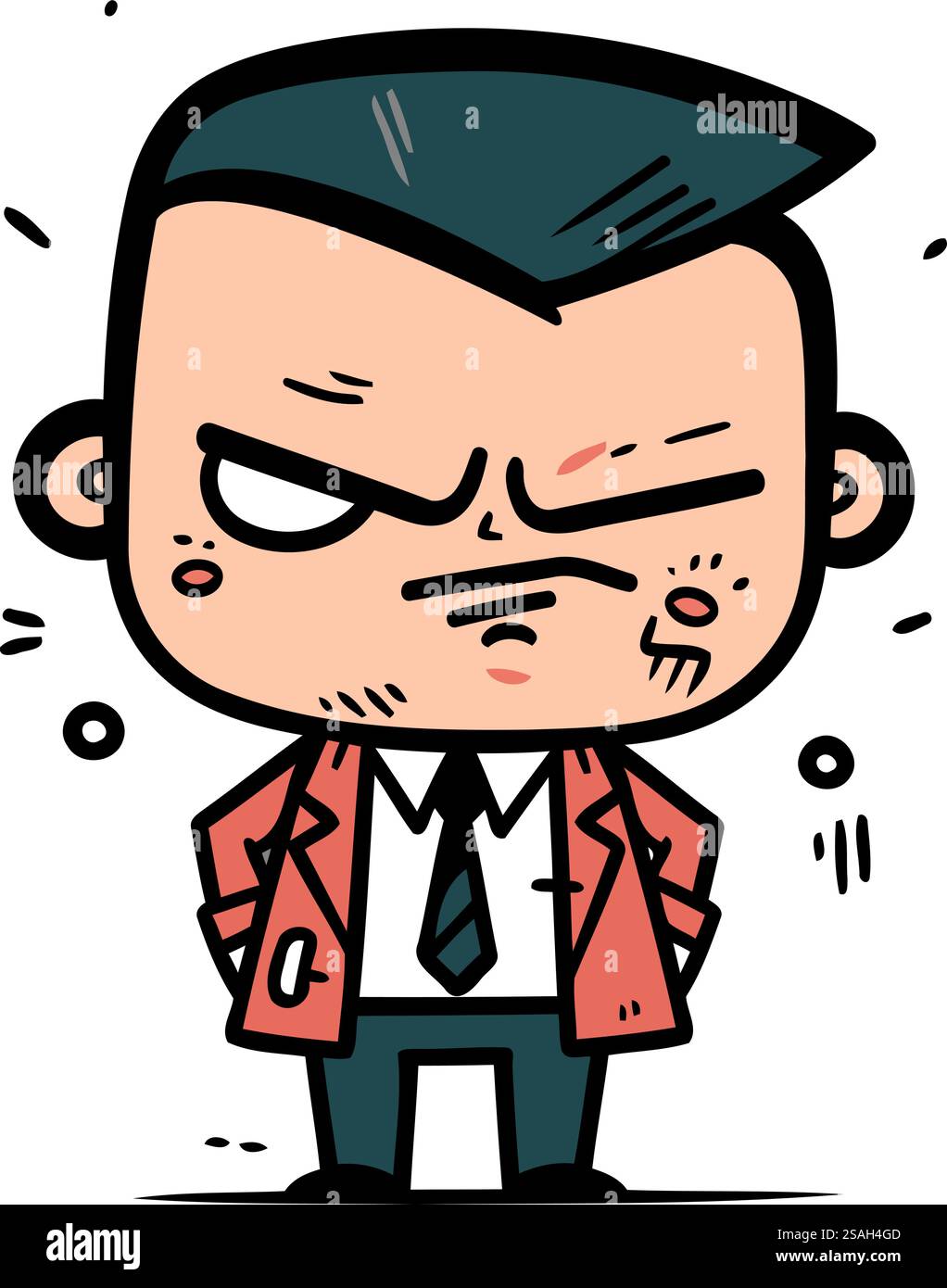 Homme de dessin animé en colère en costume. Illustration vectorielle. Isolé sur blanc. Illustration de Vecteur