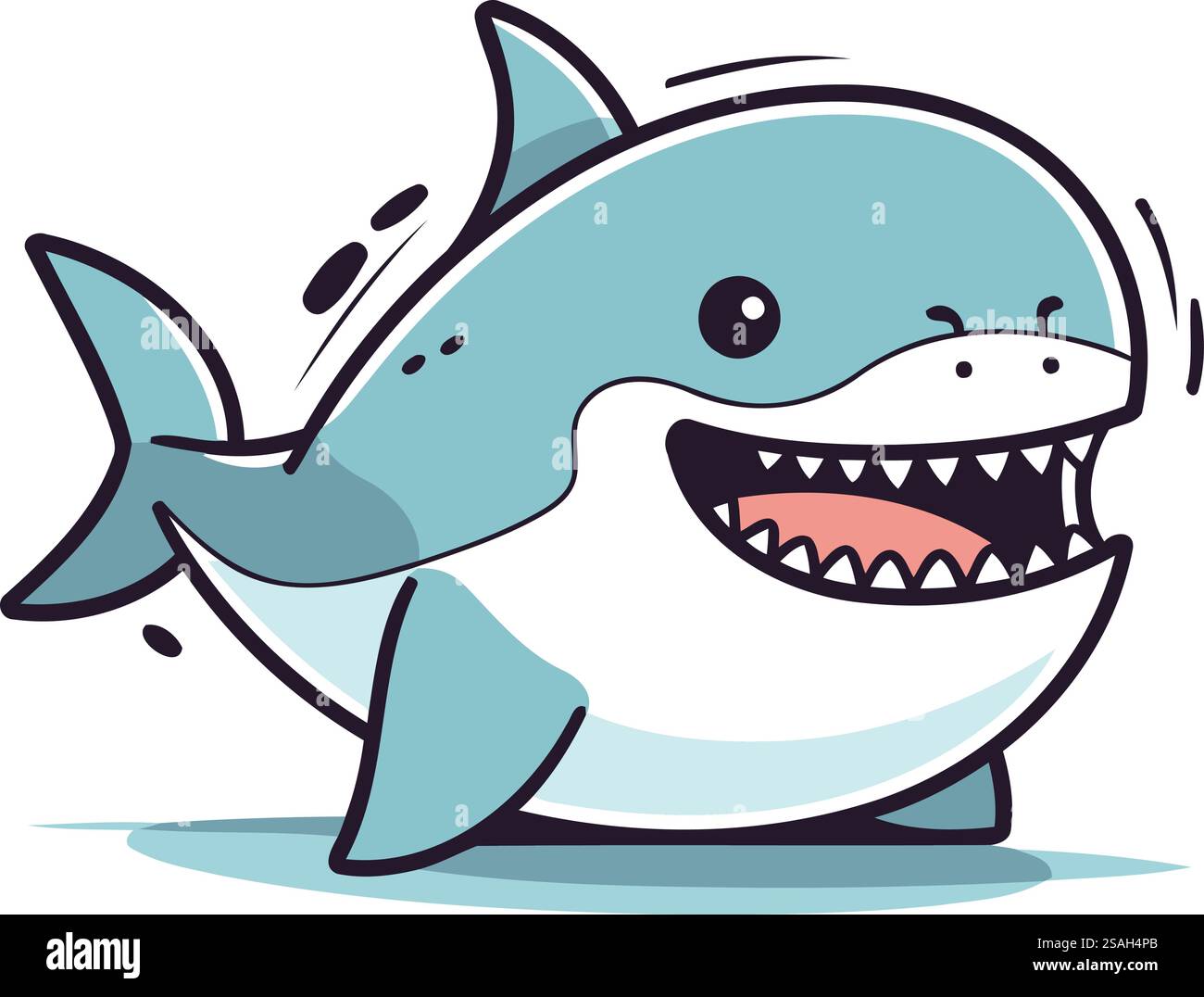 Illustration vectorielle de requin de dessin animé. Personnage mignon Cartoon Shark. Illustration de Vecteur