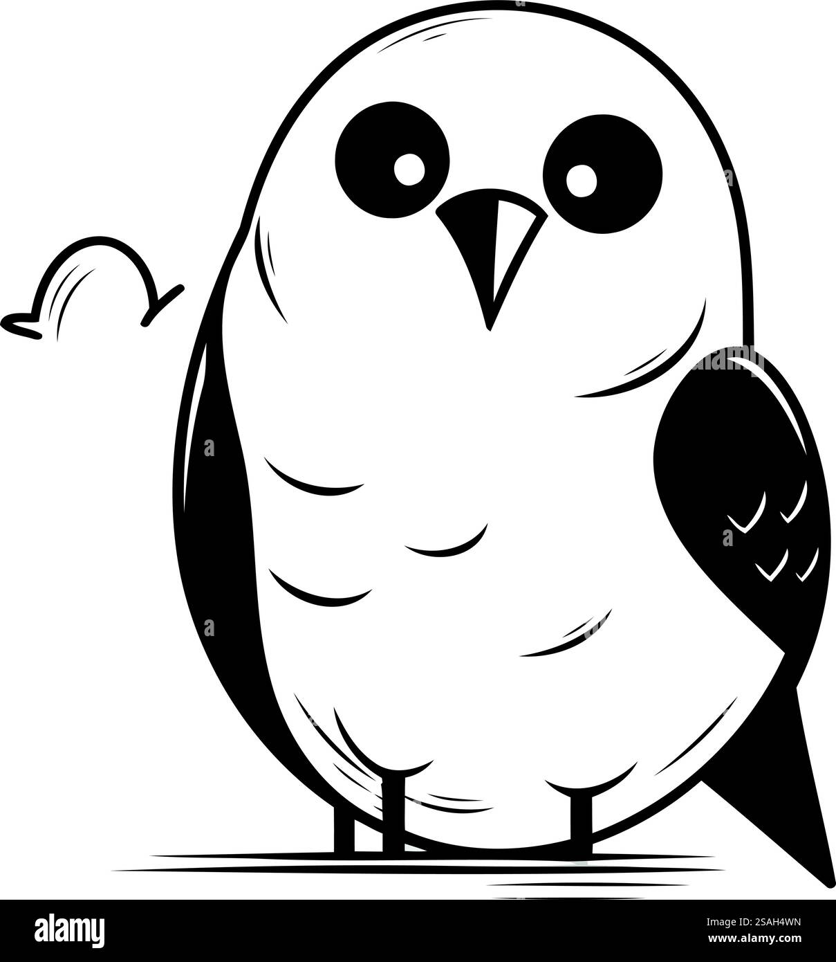 Mignon hibou noir et blanc isolé sur fond blanc. Illustration vectorielle. Illustration de Vecteur