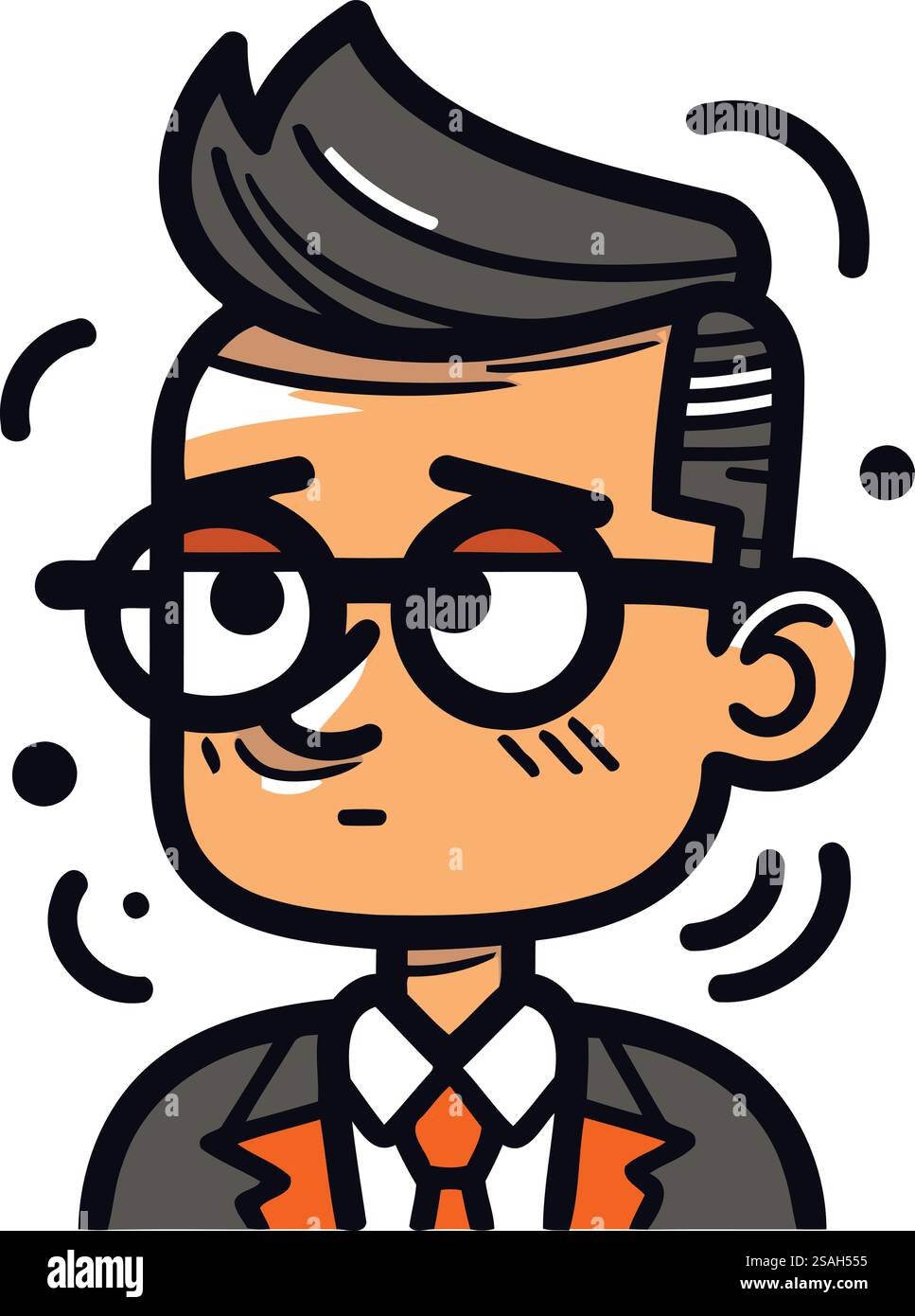 Illustration de personnage de dessin animé d'un homme portant des lunettes et un costume. Illustration de Vecteur