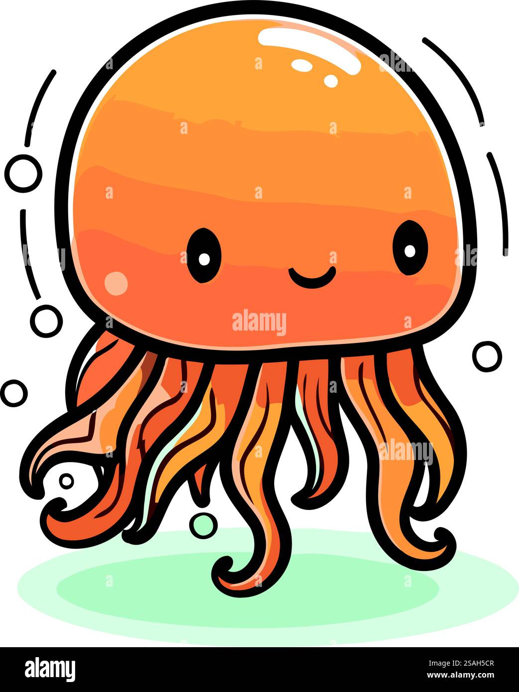 Illustration vectorielle mignonne de méduse. Animal marin mignon de dessin animé. Illustration de Vecteur