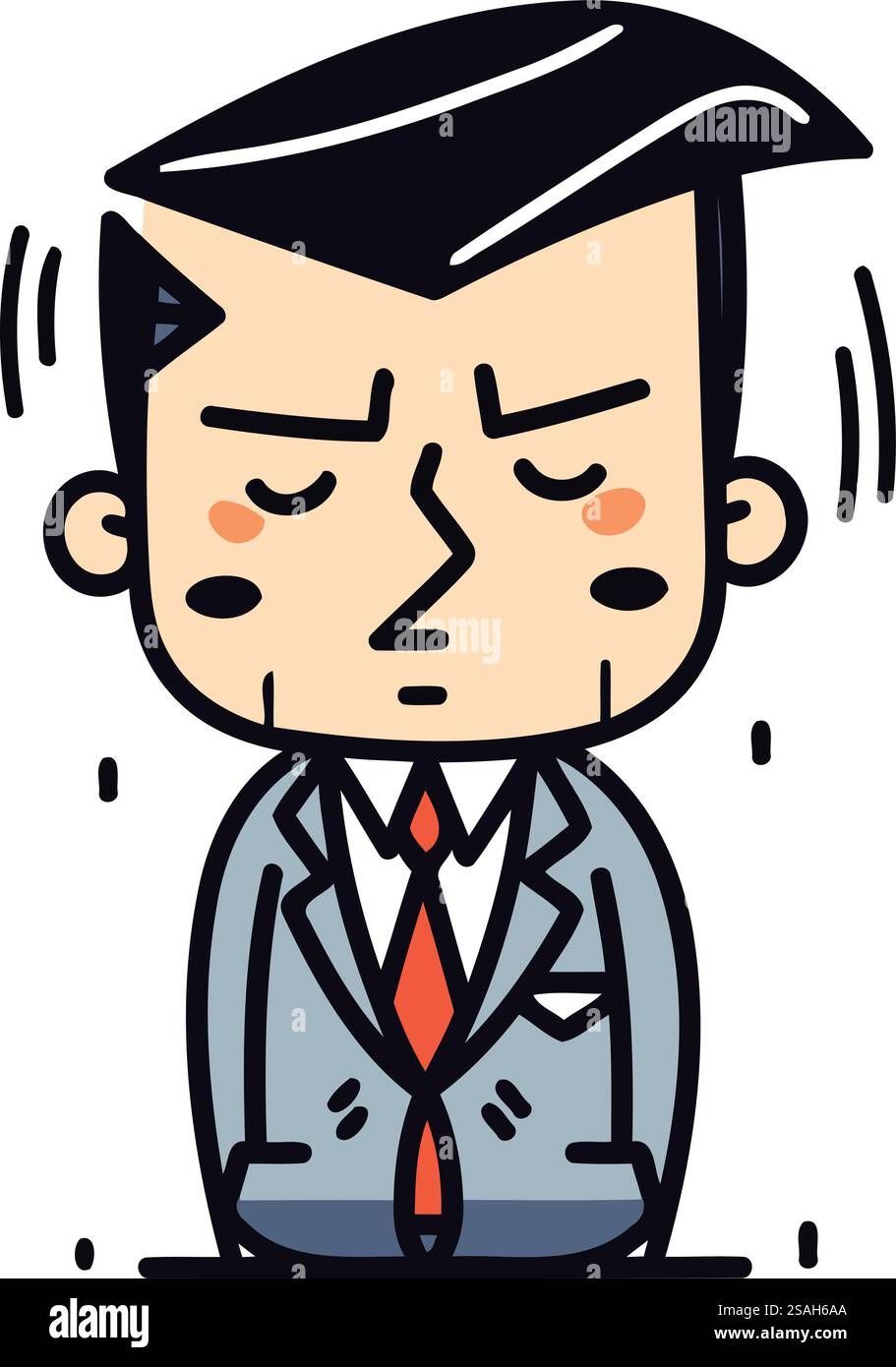 Illustration d'un homme dans un costume d'affaires souffrant d'un mal de tête Illustration de Vecteur